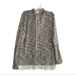 NEW DIRECTIONS WEEKEND,‎ Women’s Hooded Sweatshirt, Sz M, lace, gray&white